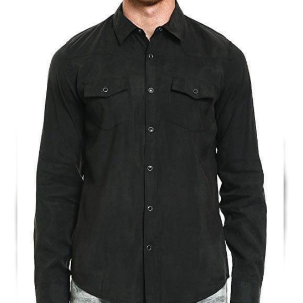New GUESS Sandwashed Western Button Up Shirt SZ M - Picture 2 of 4
